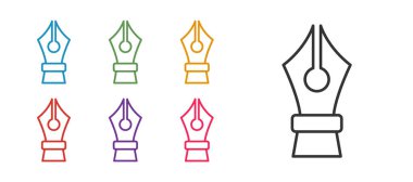 Beyaz arkaplanda Çeşme kalem ucu simgesini ayır. Kalem aleti işareti. Simgeleri renklendirin. Vektör