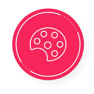 Beyaz çizgi Palet simgesi beyaz arkaplanda izole edildi. Kırmızı daire düğmesi. Vektör