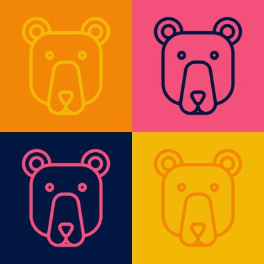 Pop Art Line Bear başlık simgesi renk arkaplanında izole edildi. Vektör