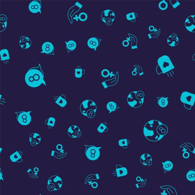 Konuşma baloncuğu, kahve fincanı ve kalp, kadın cinsiyet sembolü ve Uluslararası Kadınlar Günü 'nü kusursuz bir şekilde ayarla. Vektör