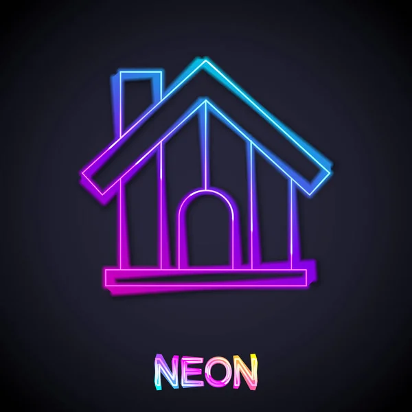 Glowing Neon Line Farm House Icon Isolated Black Background Vector — Stock Vector