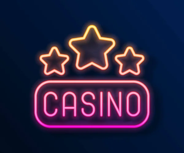 Icono Letrero Casino Línea Neón Brillante Aislado Sobre Fondo Negro — Archivo Imágenes Vectoriales