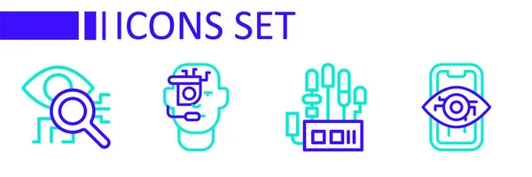 Set Line Computer Vision Mechanische Robothand Smart Bril Bril Bril — Stockvector