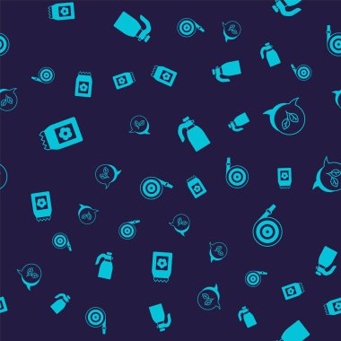 Tohumlarla dolu bir paket hazırla, Yaprak, bahçe spreyi su ve hortum için kusursuz desenli. Vektör