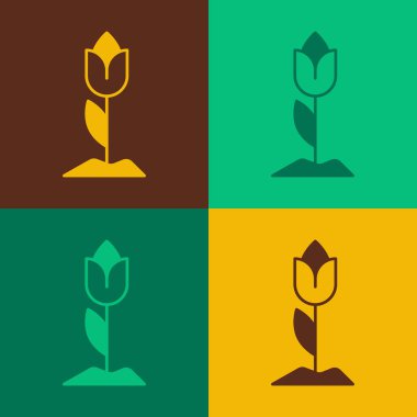 Pop Art Flower lale simgesi renk arkaplanında izole edildi. Vektör