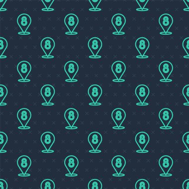 Yeşil çizgi 8 Mart ikonu mavi arkaplanda izole edilmiş pürüzsüz desen. Uluslararası Mutlu Kadınlar Günü. Vektör