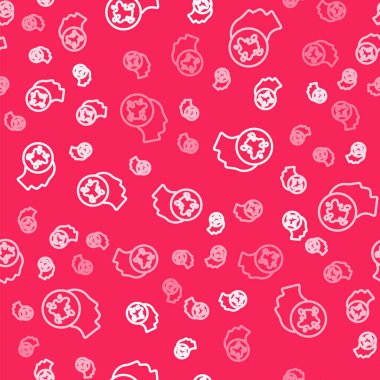 Kırmızı arkaplanda beyaz çizgi boyası ikonu izole edilmiş, pürüzsüz desen. Vektör