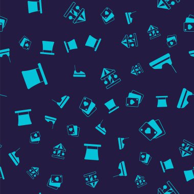 Silindir şapka, çarpışan araba, Cazibe atlıkarıncasını ayarlayın ve dikişsiz desenli kart oynayın. Vektör