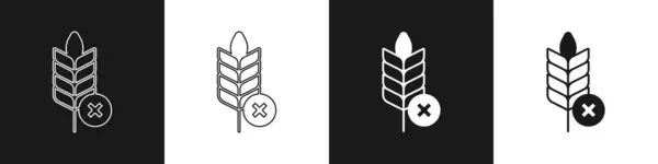 Nastavit Bezlepkovou Ikonu Zrna Izolovanou Černobílém Pozadí Žádné Pšeničné Znamení — Stockový vektor