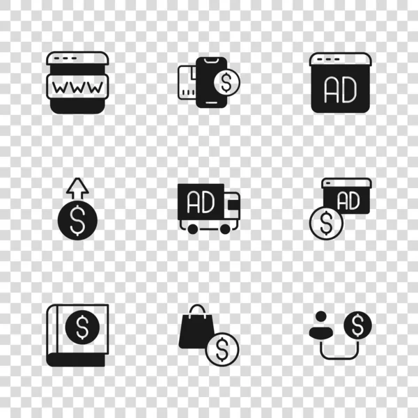 Ορισμός Τσάντα Αγορών Και Δολάριο Διαφήμιση Ανθρώπινα Χρήματα Φορτηγό Browser — Διανυσματικό Αρχείο