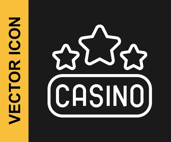 Ícone Tabuleta Casino Linha Branca Isolado Fundo Preto Vetor —  Vetores de Stock