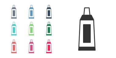 Beyaz arkaplanda izole edilmiş siyah palet simgesi olan siyah tüp. Simgeleri renklendirin. Vektör