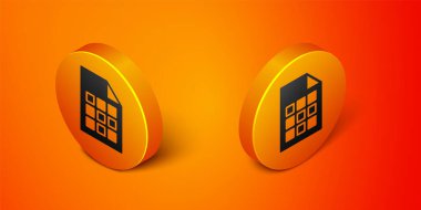 Turuncu arka planda izole edilmiş Isome loto bileti ikonu. Bingo, loto, nakit para ödülleri. Finansal başarı, refah, zafer, kazanma şansı. Turuncu daire düğmesi. Vektör