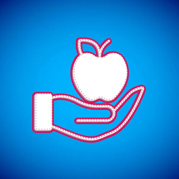Weißes Apple Symbol Isoliert Auf Blauem Hintergrund Übergewicht Gesunde Ernährung — Stockvektor