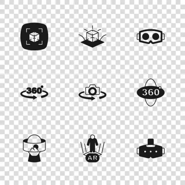 Set Augmented Reality 360 Degree View Virtual Glasses Modeling Icon — Stock Vector