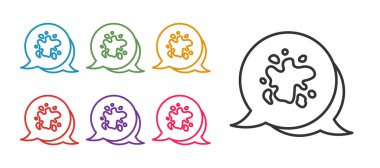 Beyaz arkaplanda izole edilmiş çizgi boyası ikonu ayarla. Simgeleri renklendirin. Vektör