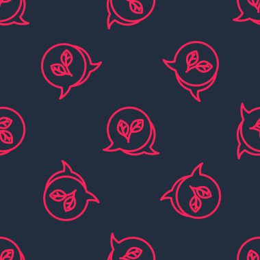 Kırmızı çizgi Yaprak simgesi siyah arkaplanda kusursuz desen izole etti. İşaret bırakıyor. Taze doğal ürün sembolü. Vektör