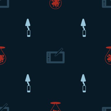 Boya spreyini, grafiksel tableti ve palet bıçağını kusursuz desene ayarlayın. Vektör