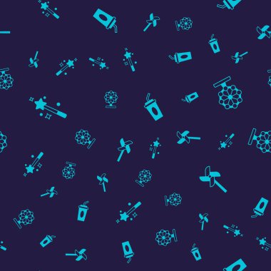 Sihirli değnek, dönme dolap, su dolu kağıt bardak ve fırıldak oyuncağını pürüzsüz desene ayarlayın. Vektör