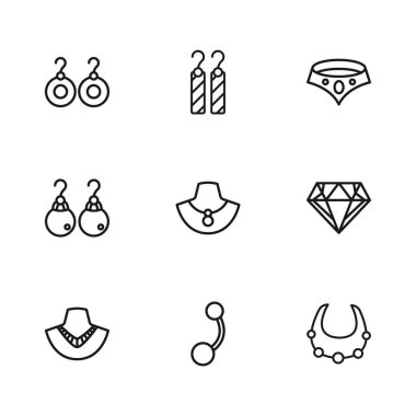 Piercing, Diamond, Kolye, Manken, Küpe ve ikon. Vektör