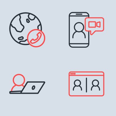 Görüntülü sohbet konferansı ve simgesini ayarla. Vektör