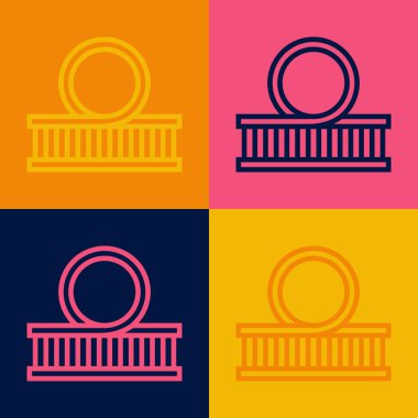 Pop Art Line Roller Coaster ikonu renk arkaplanında izole edildi. Eğlence parkı. Çocuklar için eğlence parkı, eğlence parkı. Vektör