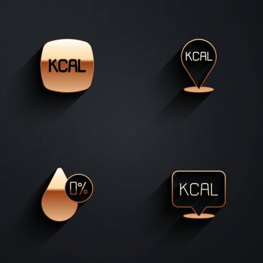 Kcal 'ı, su dengesini ve uzun gölgeli ikonu ayarla. Vektör