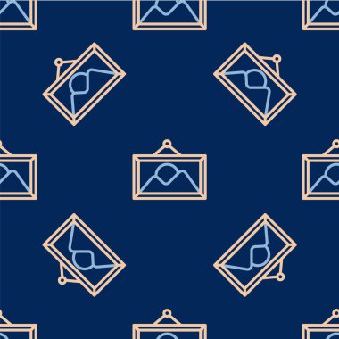 Çizgi Görüntü ikonu mavi arkaplanda izole edilmiş pürüzsüz desen. Vektör