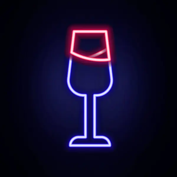 Gloeiende Neon Lijn Wijnglas Pictogram Geïsoleerd Baksteen Muur Achtergrond Wijn — Stockvector