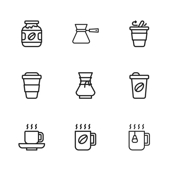 设置系列咖啡杯 杯茶与袋 倒在咖啡壶 罐子瓶 土耳其和图标 — 图库矢量图片
