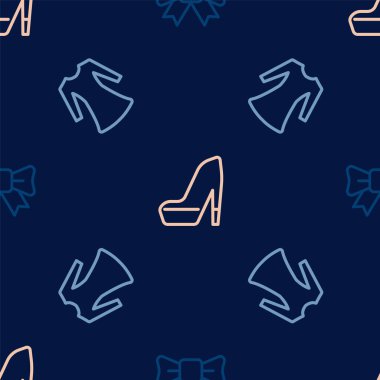 Hediye yayı, kadın elbisesi ve ayakkabısı kusursuz. Vektör