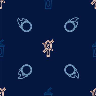 Çizgi camını suyla, sirk ateş çemberini ve sihirli el aynasını pürüzsüz desenle ayarla. Vektör