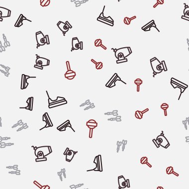 Hattı, çarpışan araba, top, ok ve lolipopu kusursuz desene ayarlayın. Vektör