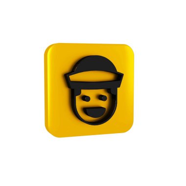 Siyah Sailor simgesi şeffaf arkaplanda izole edildi. Sarı kare düğmesi..