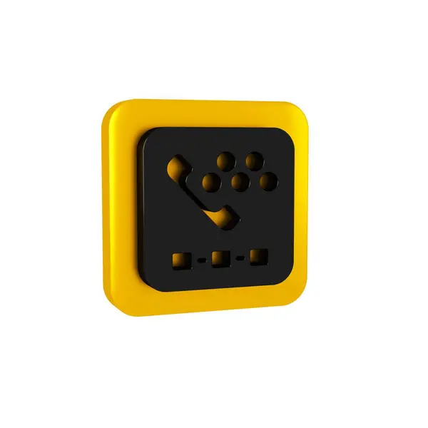 Black Taxi call telephone service icon isolated on transparent background. Taxi for smartphone. Yellow square button..