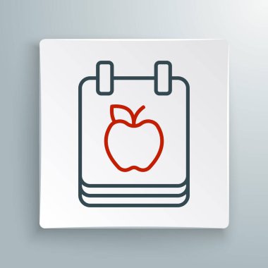 Çizgi Diyet Planı simgesi beyaz arkaplanda izole edildi. Fitness maratonu konsepti, düzgün beslenme, sağlıklı yemek, güzel vücut, sebze, zayıflama. Renkli taslak konsepti. Vektör