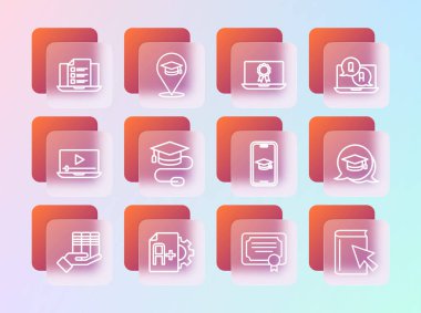 Soru ve Yanıt satırını ayarlayın, Sınav kağıdında artı not, mezuniyet kartı mobili, sertifika şablonu, fare, Çevrimiçi eğitim diploması, quiz, test, araştırma ve simge. Vektör