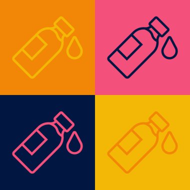 Popüler sanat eseri şişe ikonu renk arkaplanında izole edilmiş. Soda su içme tabelası. Vektör