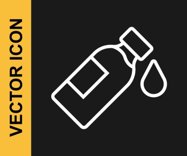 Siyah arka planda izole edilmiş beyaz çizgi üzerindeki su ikonu. Soda su içme tabelası. Vektör