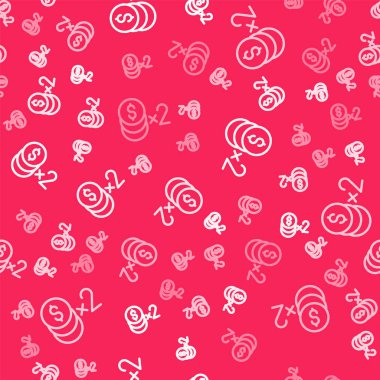 Dolar sembolü simgesi olan beyaz çizgi kumarhane çipi kırmızı arka planda izole edilmiş. Kumarhane kumarı. Vektör