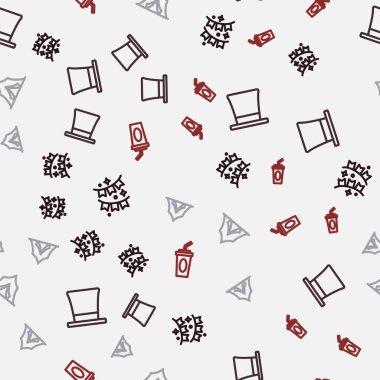 Bayrak, silindir şapka, sirk çadırı ve kağıt cam su desenli karnaval çelengi yerleştirin. Vektör