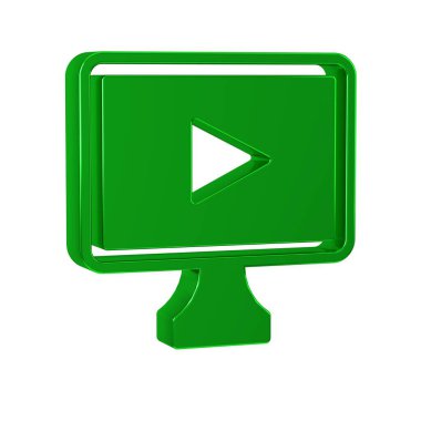 Green Online video oynatma simgesi şeffaf arkaplanda izole edildi. Oyun işaretli film şeridi. .