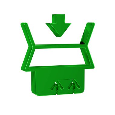 Yeşil karton kutu simgesi şeffaf arkaplanda izole edildi. Kutu, paket, paket işareti. Teslimat ve ambalaj. .