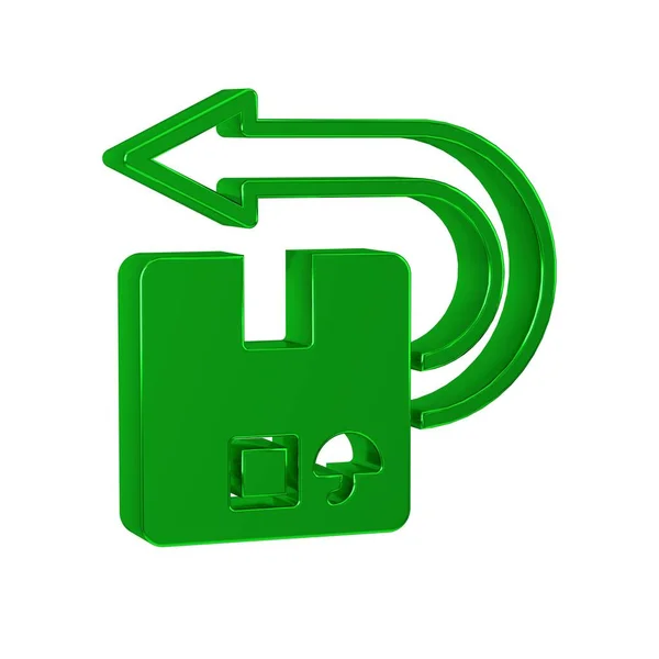Grön Returkartong Ikon Isolerad Transparent Bakgrund Lådan Paketet Paketskylten Leverans — Stockfoto