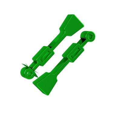 Saydam arkaplanda yeşil kürekler veya kürekler kayık simgesi izole edildi. .