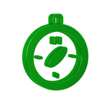 Yeşil Pusula simgesi şeffaf arkaplanda izole edildi. Rüzgâr yön bulma sembolü. Rüzgar gülü işareti. .