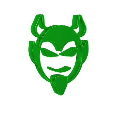 Yeşil Şeytan baş simgesi şeffaf arkaplanda izole edildi. Mutlu Cadılar Bayramı Partisi. .