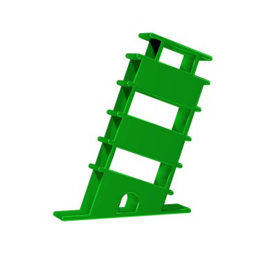 Pisa simgesindeki Yeşil Eğik kule şeffaf arkaplanda izole edildi. İtalya sembolü. .