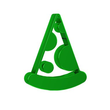 Şeffaf arkaplanda izole edilmiş yeşil dilim pizza ikonu. Fast food menüsü. .