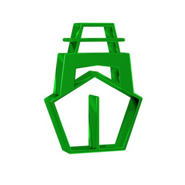 Yeşil Yat yelkenlisi ya da açık arkaplanda izole edilmiş bir yelkenli ikonu. Yelkenli deniz seyahati. .